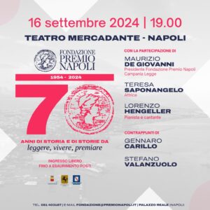 Premio Napoli, al Teatro Mercadante i 70 anni del prestigioso riconoscimento partenopeo